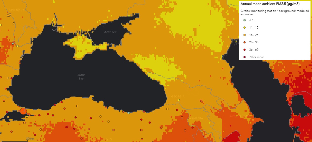 Карта загрязнения воздуха